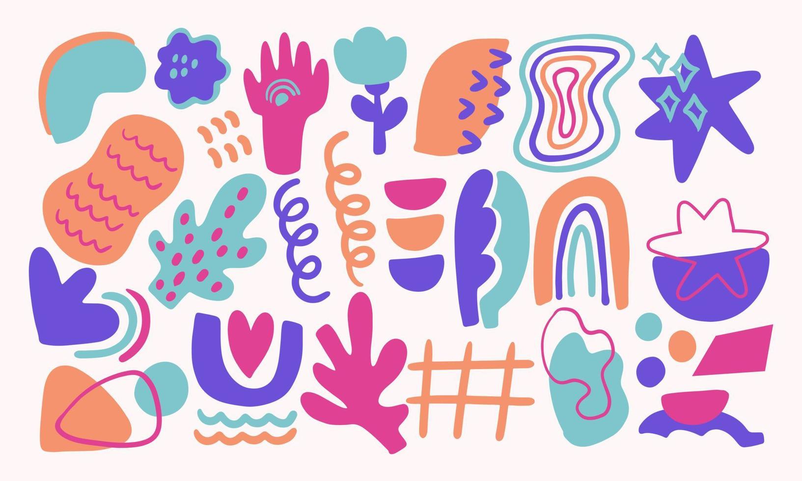 Hand drawn pastel abstract vector set collection shape. Modern trendy isolated