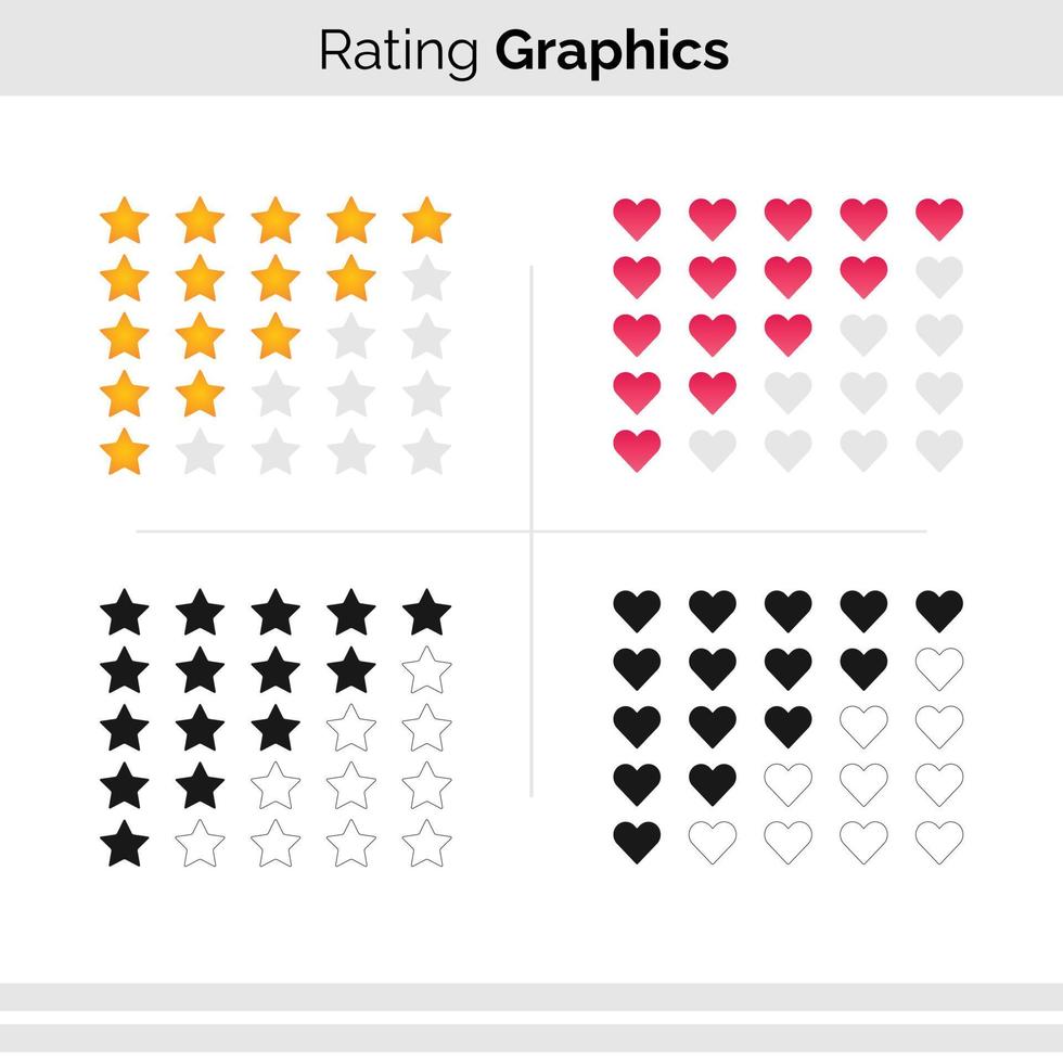 Rating Icons - Star and Heart Vector