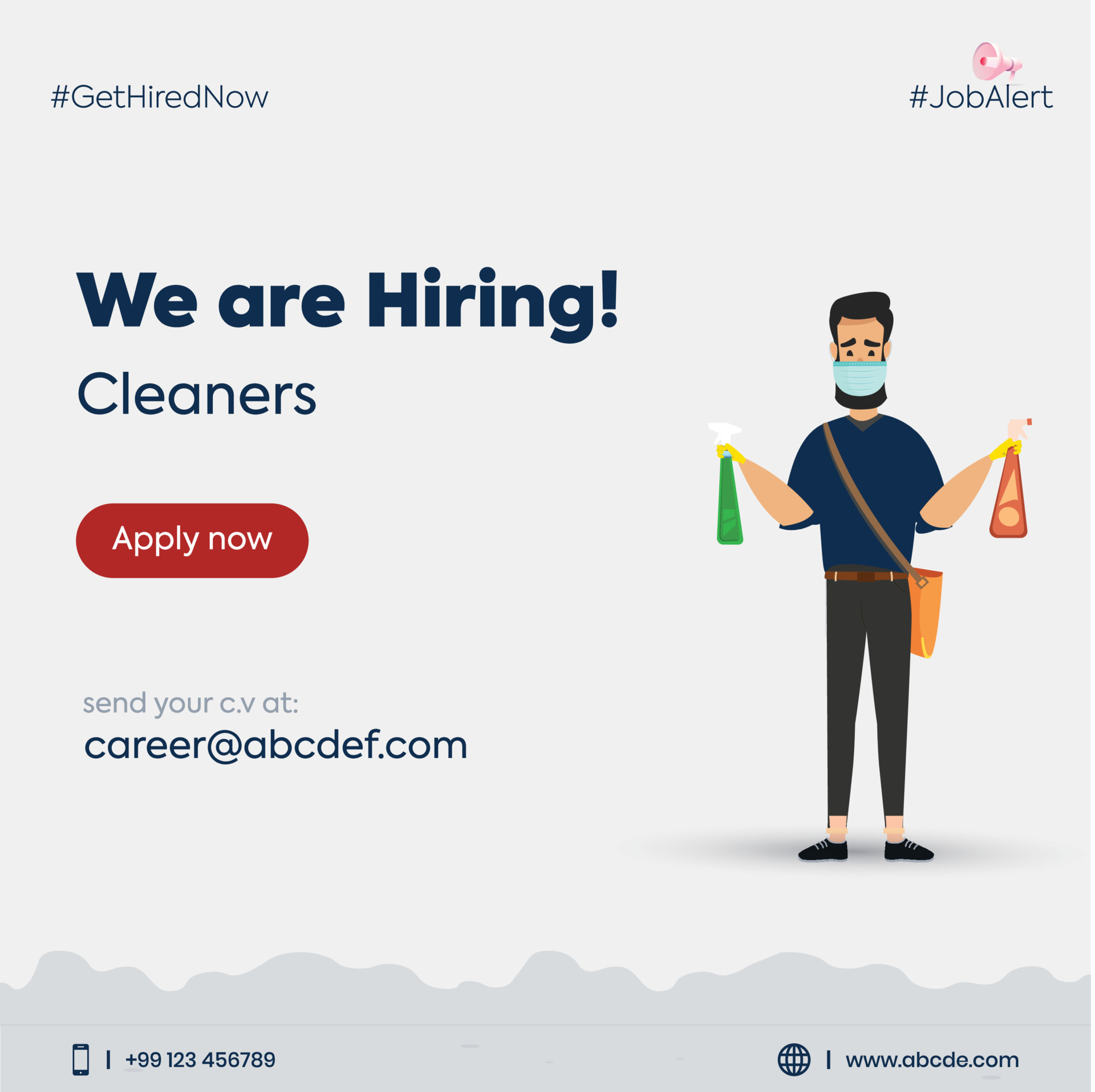 we are hiring cleaners. we are hiring cleaners complete poster. a