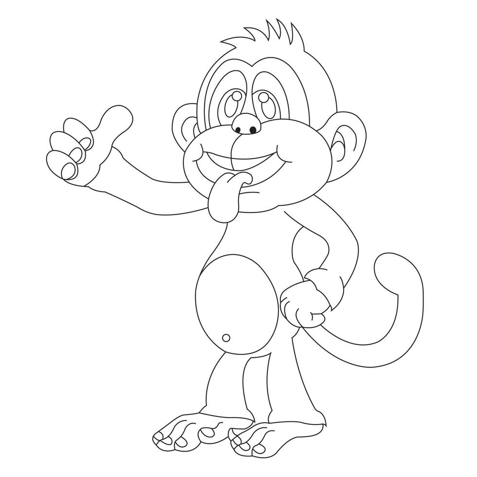 Cute Little Monkey Coloring Page for Kids Animal Outline Coloring Book Cartoon Vector Illustration