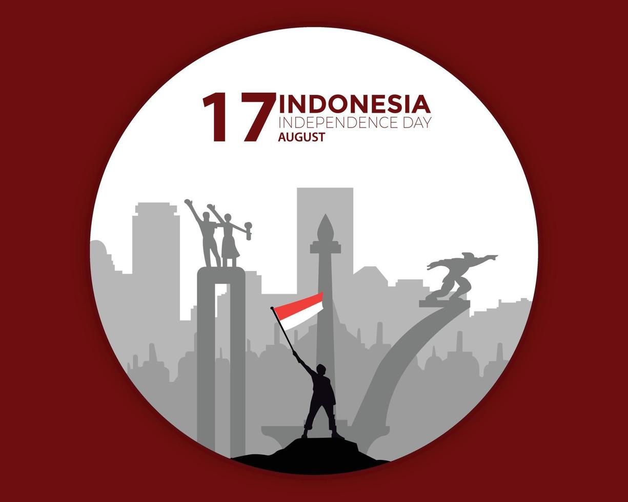 Indonesia Independence Day With Landmark vector