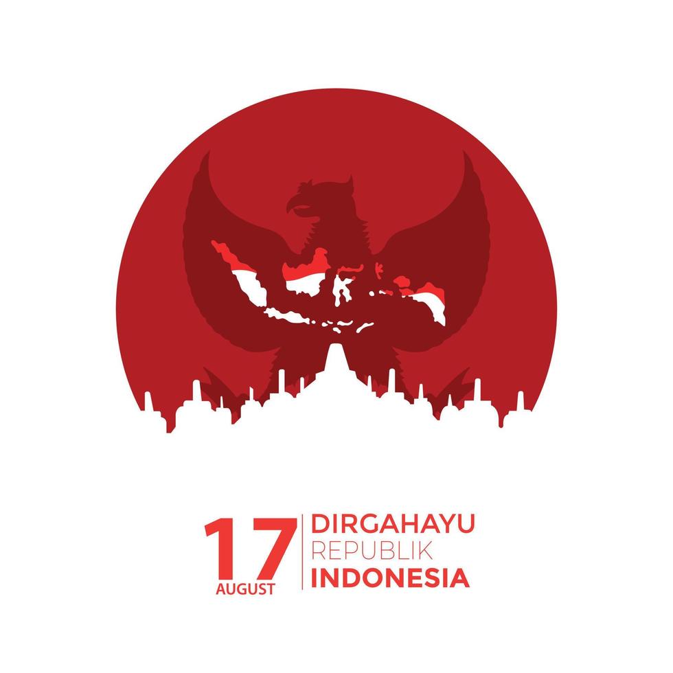 Indonesia Independence Day Simple Flat vector