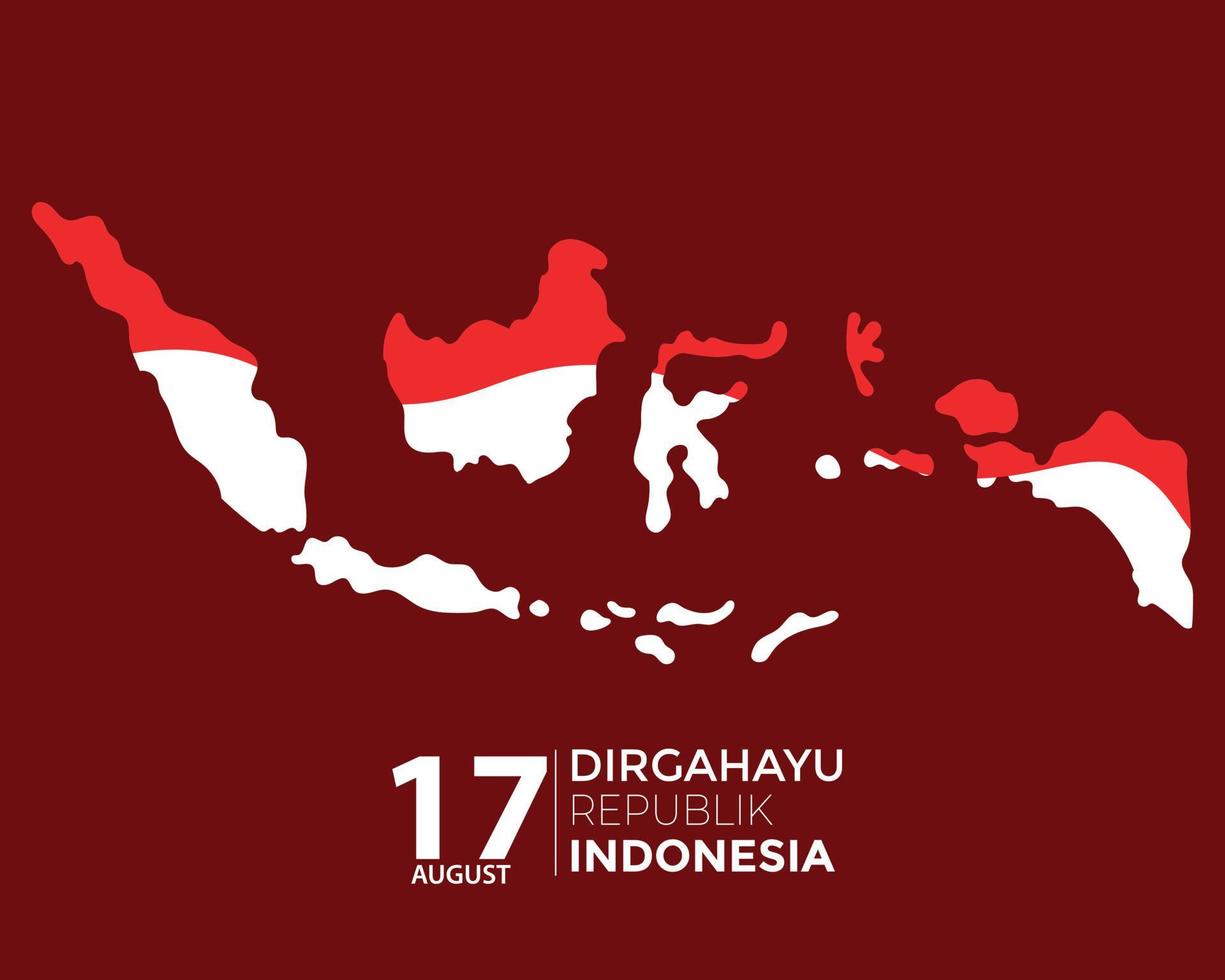 Indonesia Independence Day With Map And Flag vector