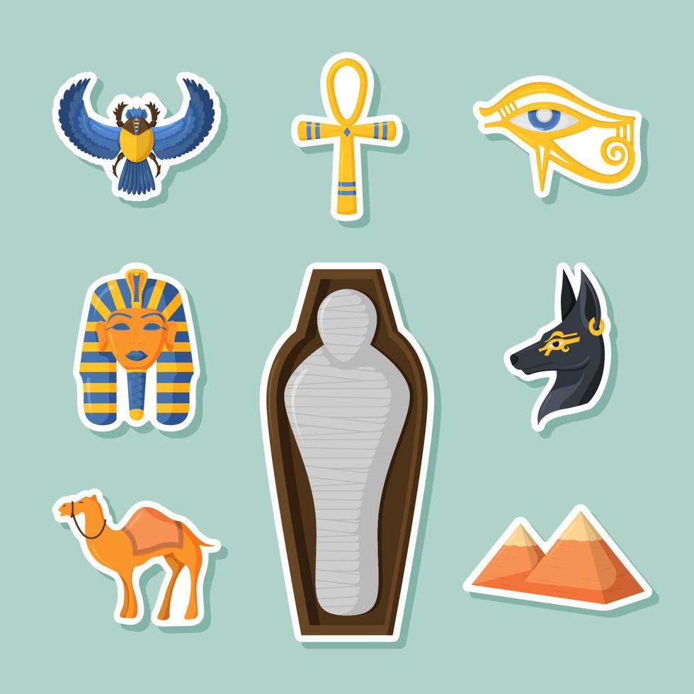 Egyptian Mummy Sticker Collection vector