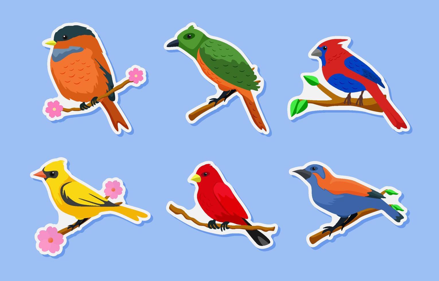 Set of Birds Sticker Pack vector