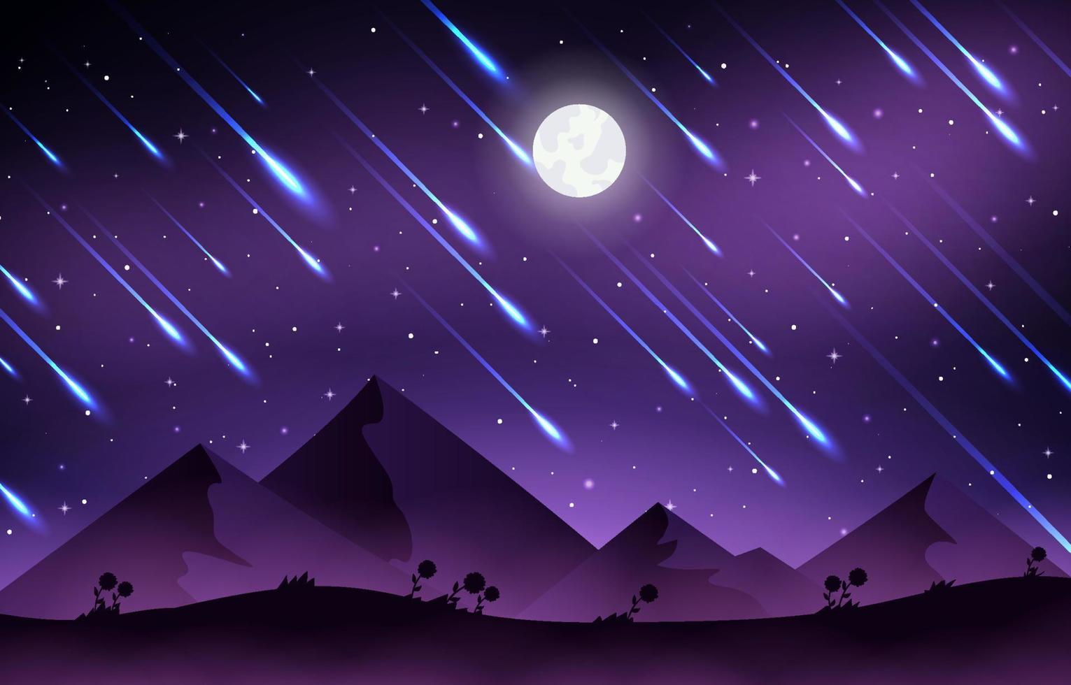 Meteor Shower with Gradient Planet Background vector