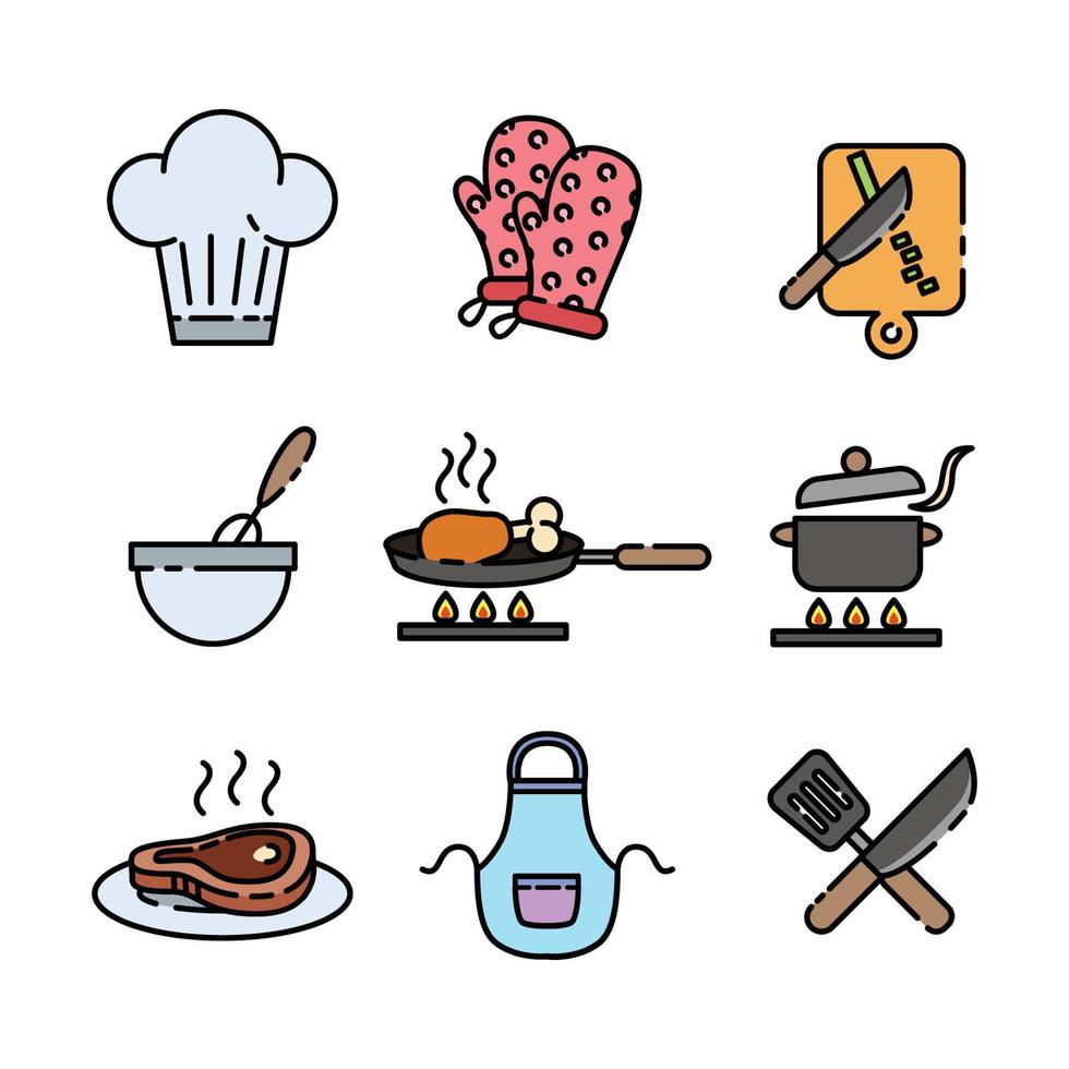 Chef and Cooking Set vector