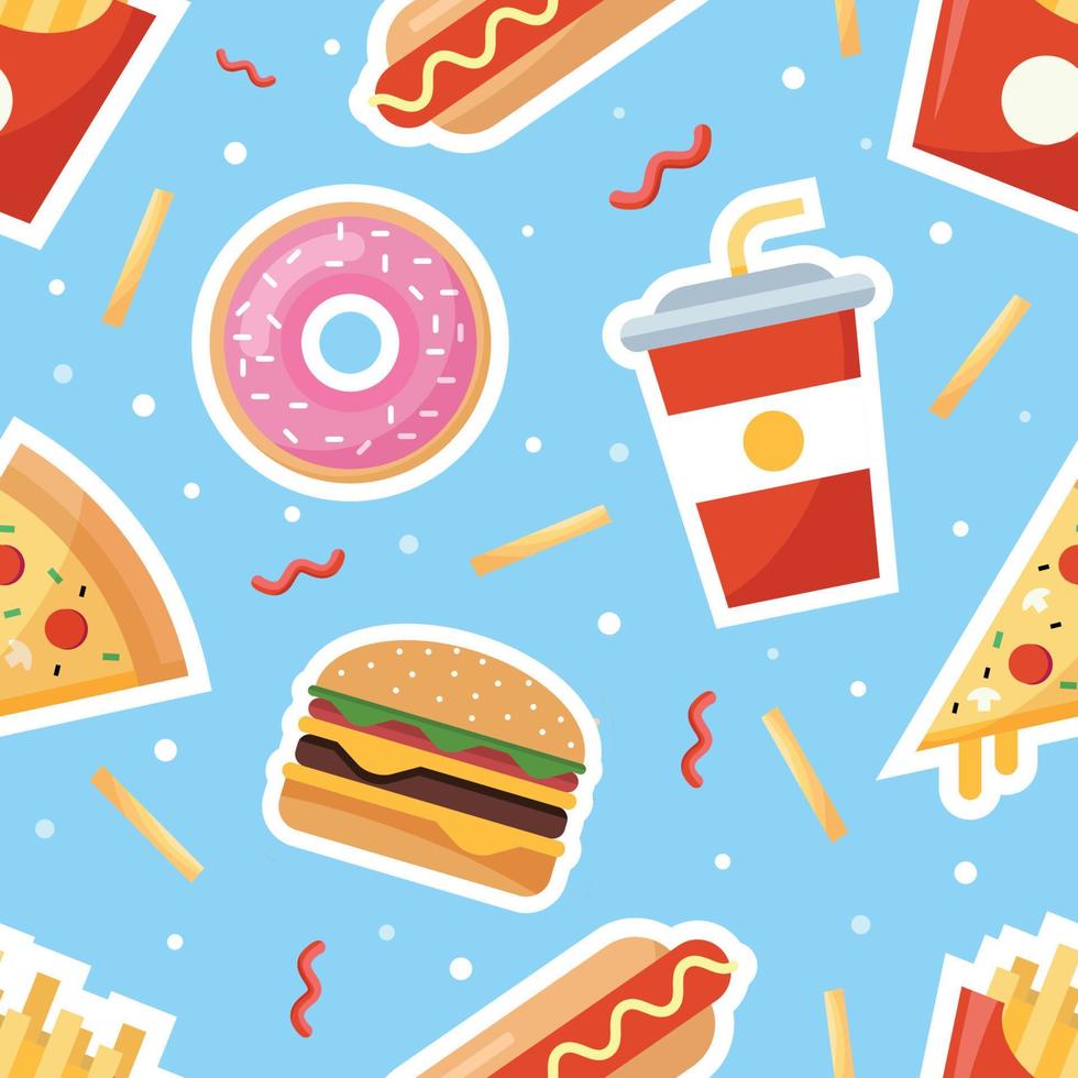 Breakfast Food Flat Vector Seamless Pattern