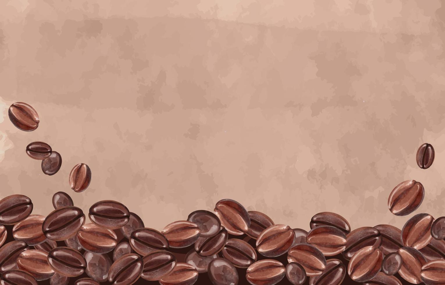 fondo de granos de café acuarela vector