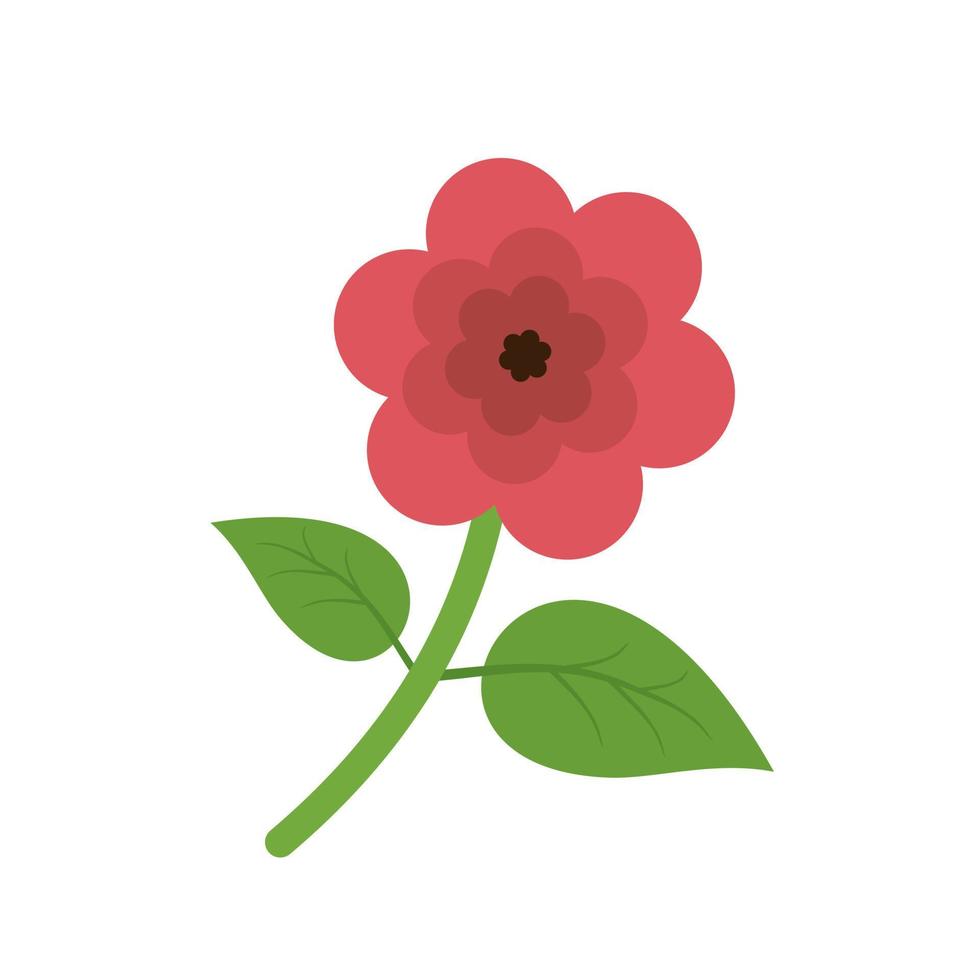 Flower with leaves Flat Multicolor Icon vector