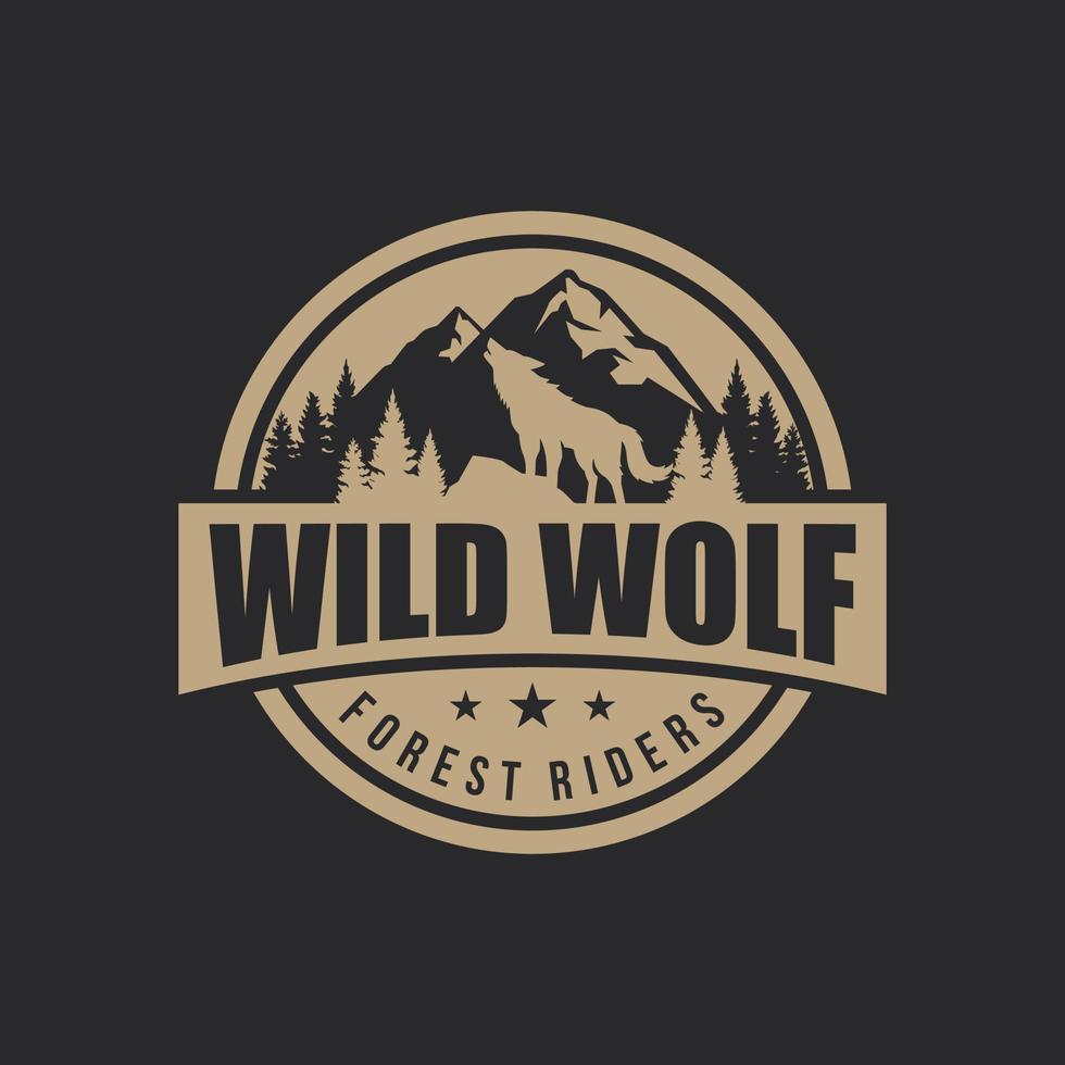 Vintage Wild Wolf Logo Vector Illustration