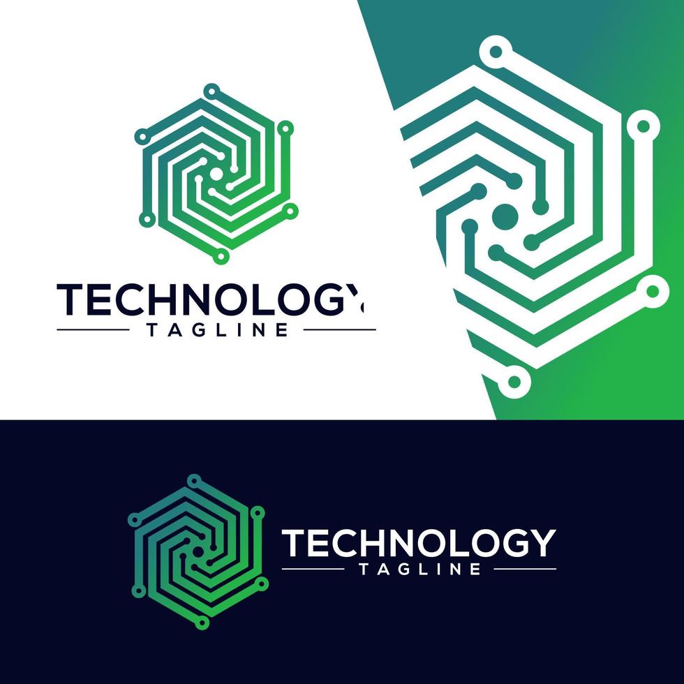 Modern Hexagon tech logo designs concept vector, Hexa Technology logo template vector