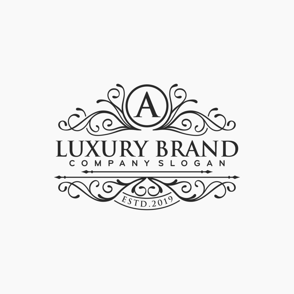 Floral Heraldic Luxury circle Logo template in vector for Restaurant, Royalty, Boutique, Cafe, Hotel, Jewelry, Fashion and other vector illustration