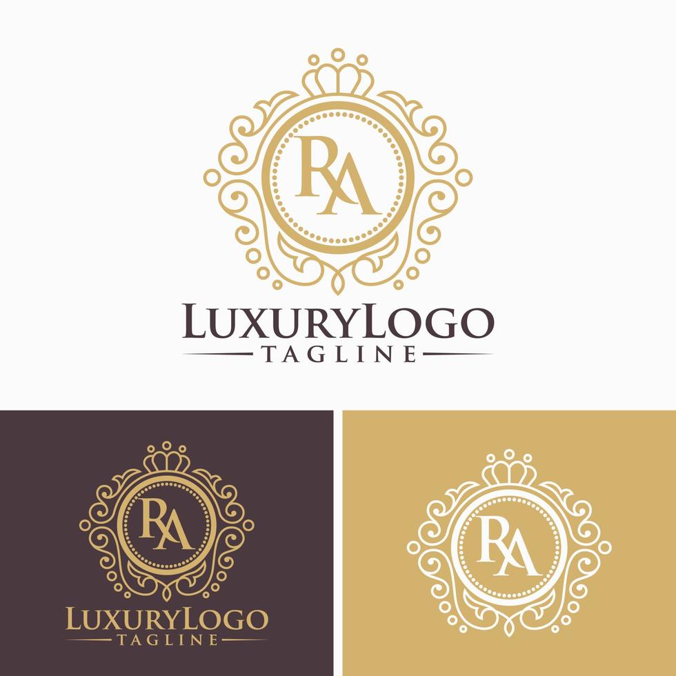 Floral Heraldic Luxury circle Logo template in vector for Restaurant, Royalty, Boutique, Cafe, Hotel, Jewelry, Fashion and other vector illustration