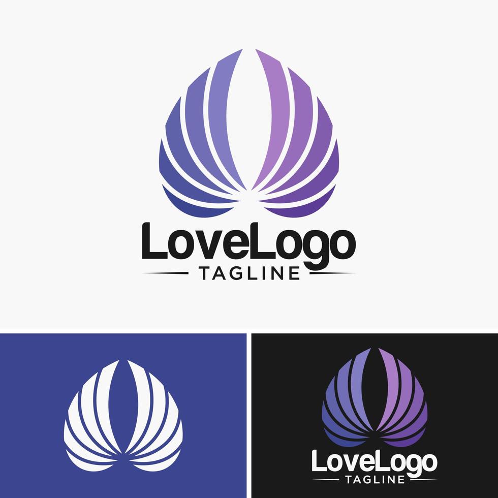 Plantilla de vector de símbolo de logotipo de amor de corazón abstracto