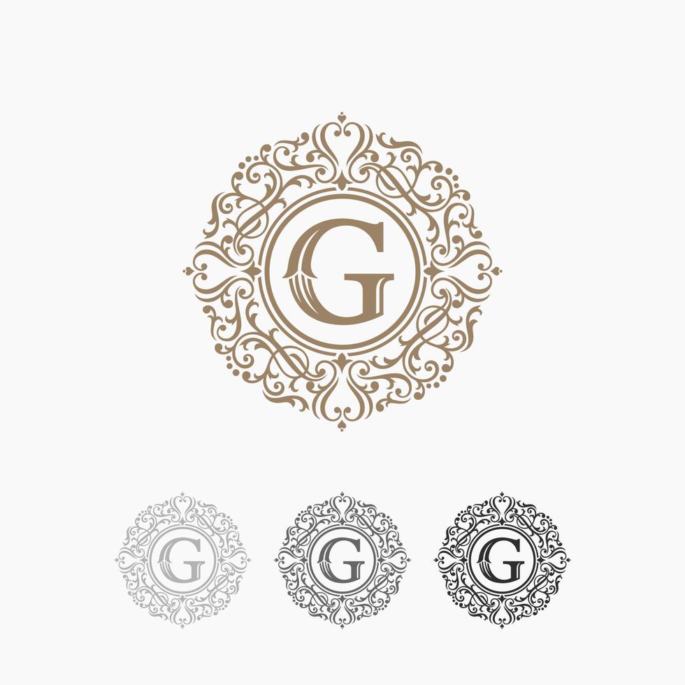 Floral Heraldic Luxury circle Logo template in vector for Restaurant, Royalty, Boutique, Cafe, Hotel, Jewelry, Fashion and other vector illustration