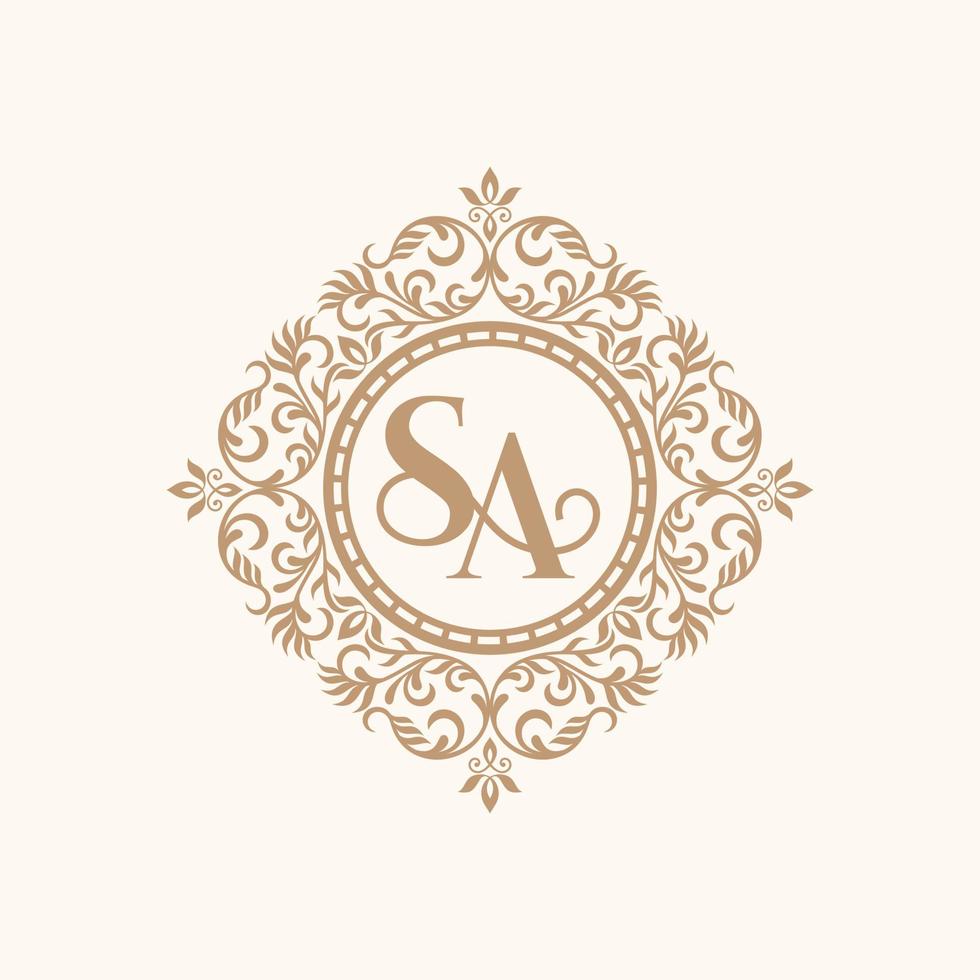 Floral Heraldic Luxury Logo vector template. vector illustration