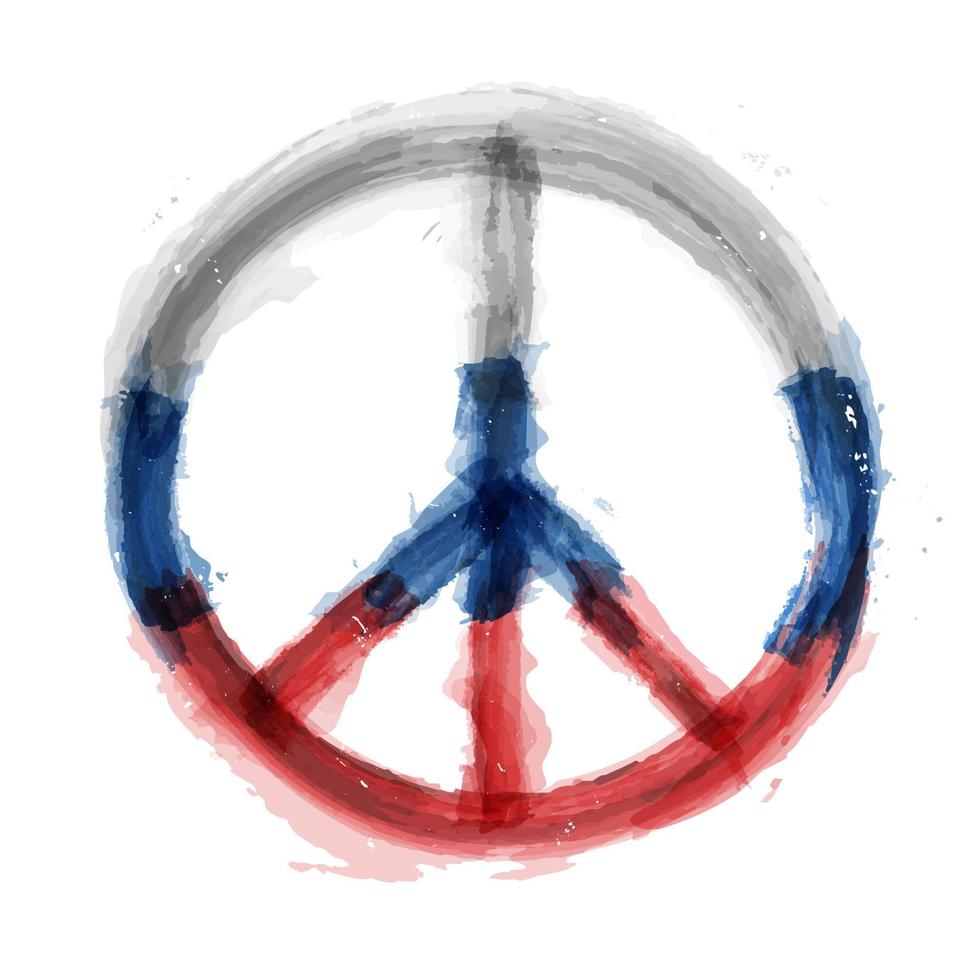 símbolo de desarme nuclear con el color de la bandera de rusia. diseño de pintura de acuarela realista. concepto de paz. vectorial vector