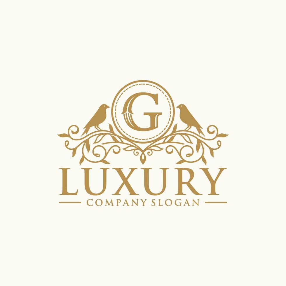 Floral Heraldic Luxury Logo vector template. vector illustration