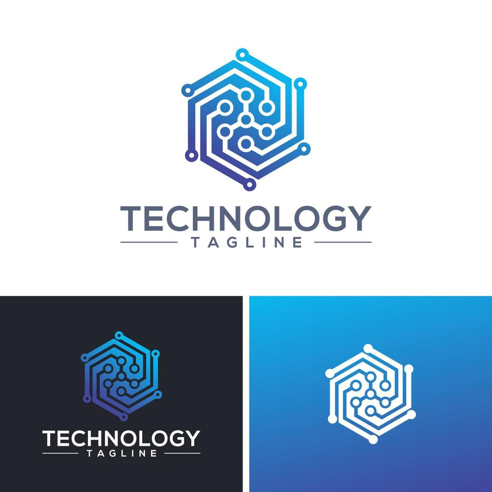 Modern Hexagon tech logo designs concept vector, Hexa Technology logo template vector