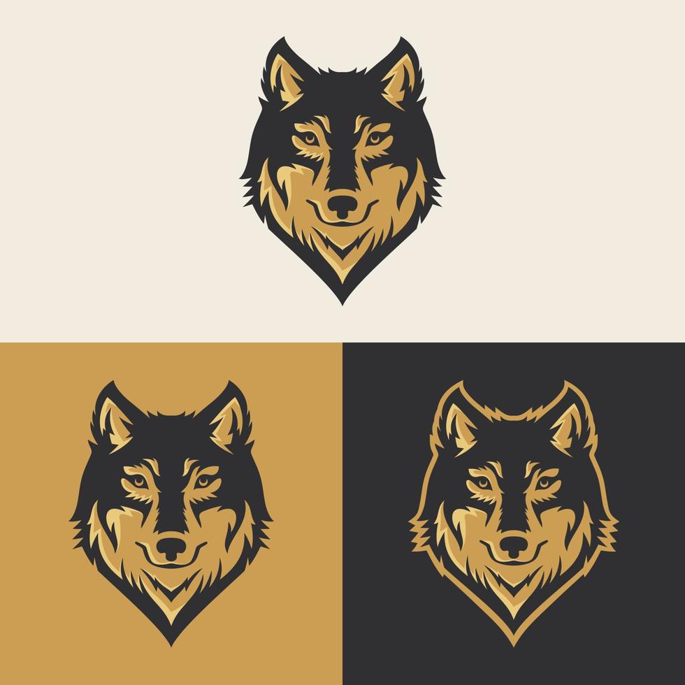 Ilustración de vector de arte de línea de cabeza de lobo simple