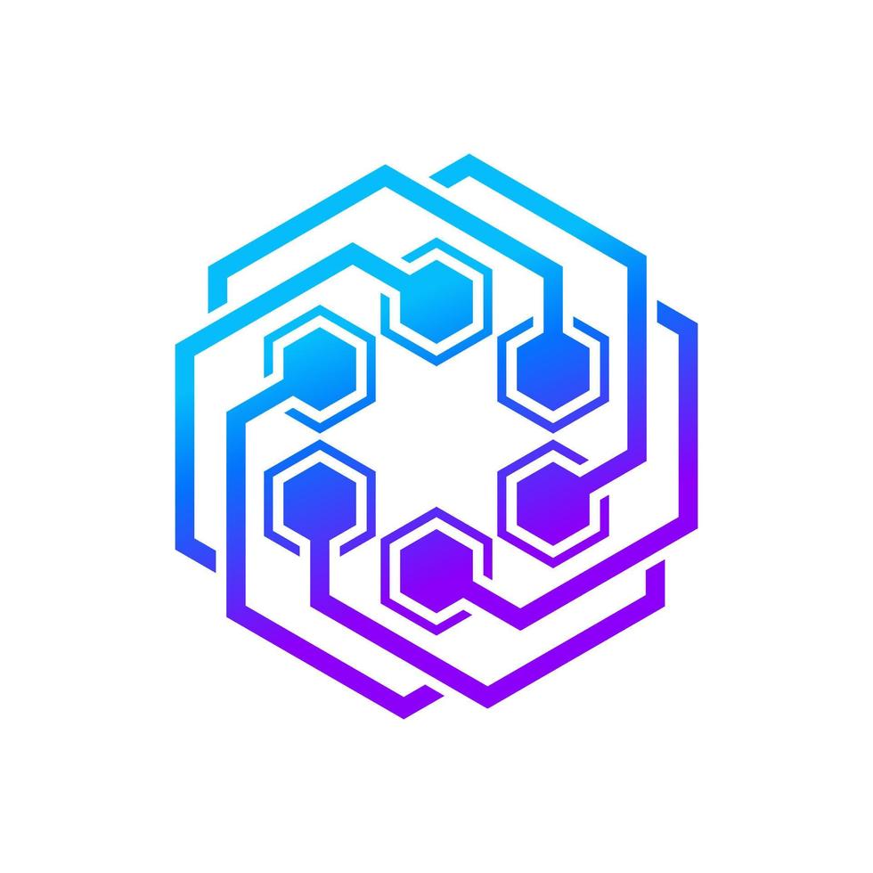 plantilla de vector de diseño de logotipo de tecnología hexagonal moderna