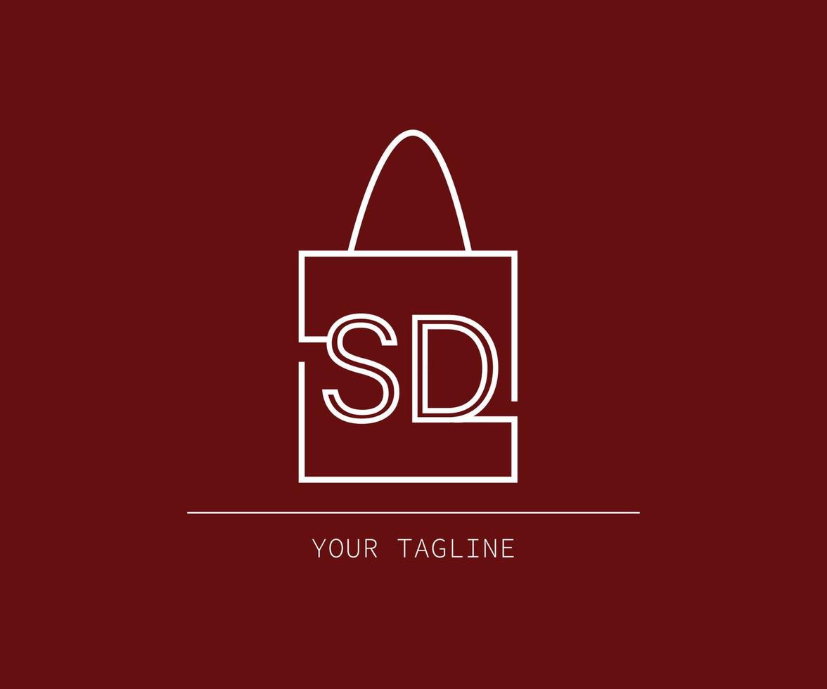 Initial Paper bag logo with letter SD vector