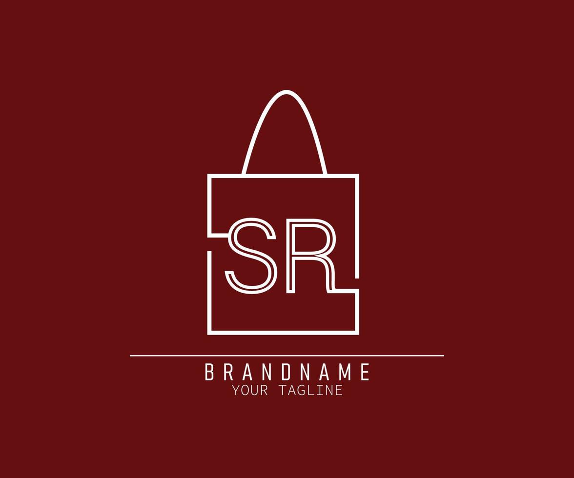 Initial Paper bag logo with letter SR vector