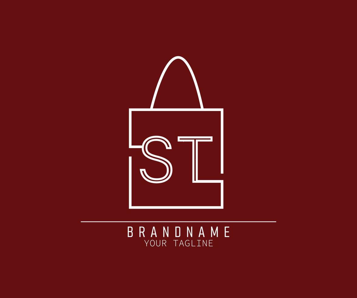 Initial Paper bag logo with letter ST vector
