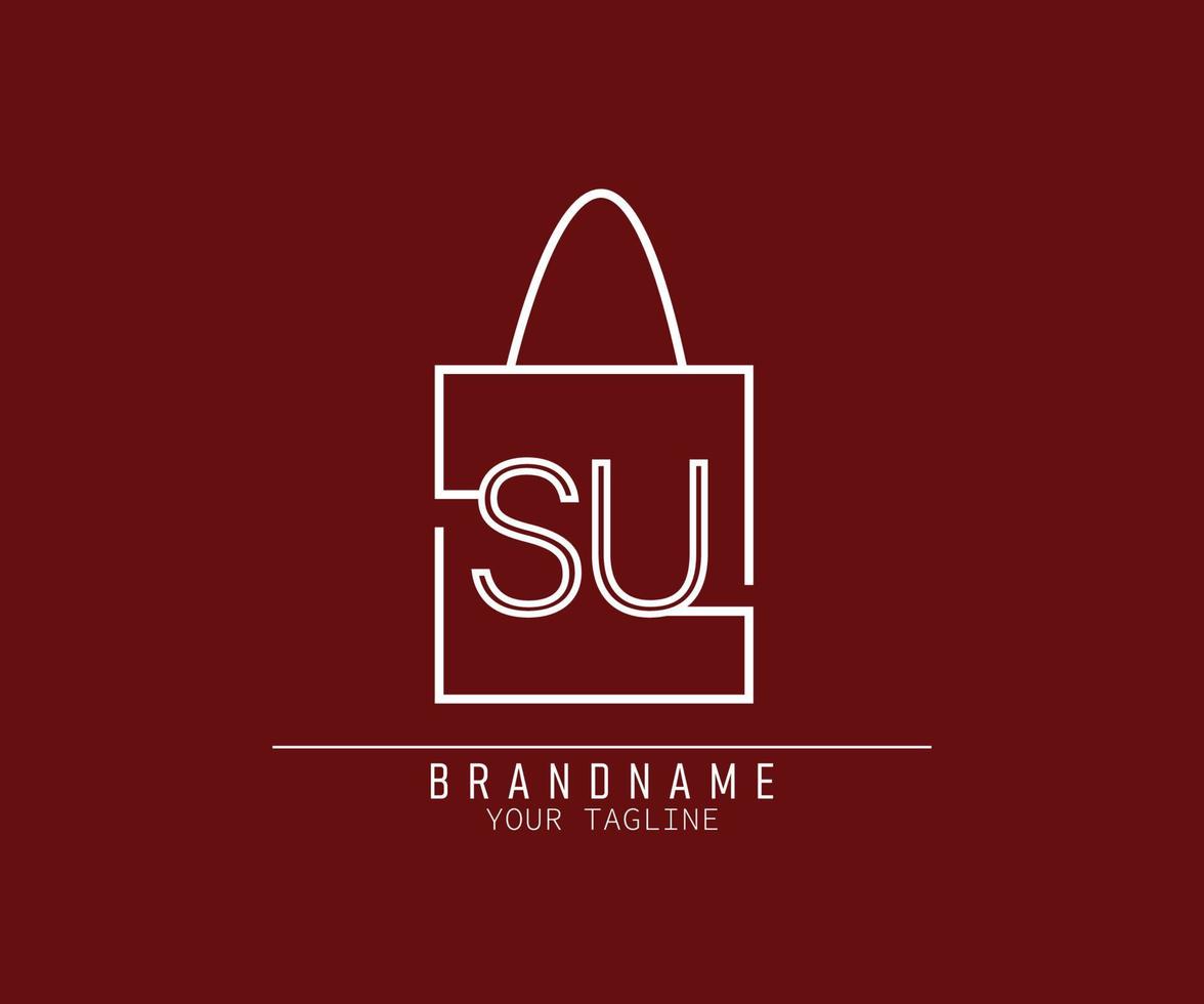 Initial Paper bag logo with letter SU vector