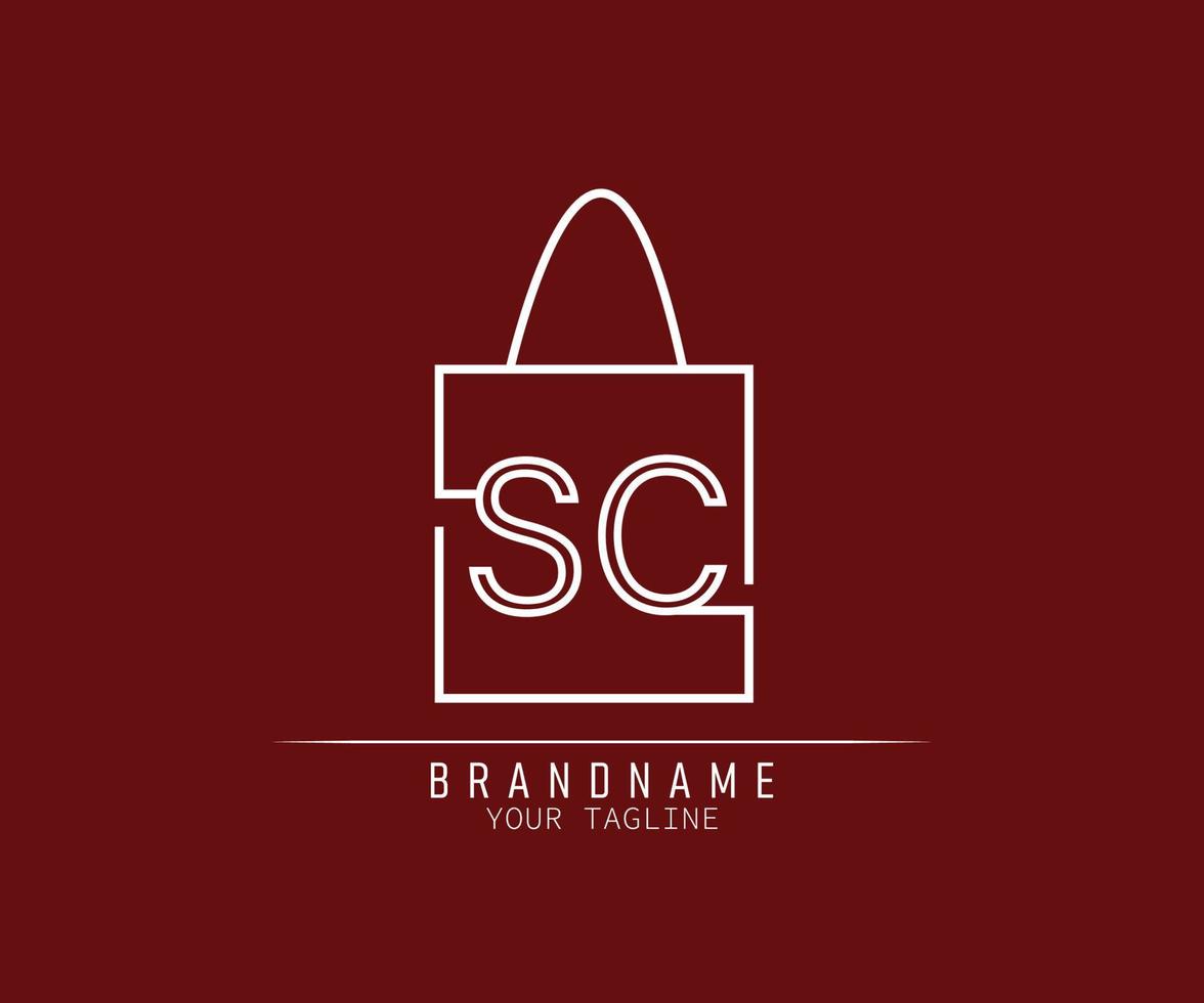 Initial Paper bag logo with letter SC vector