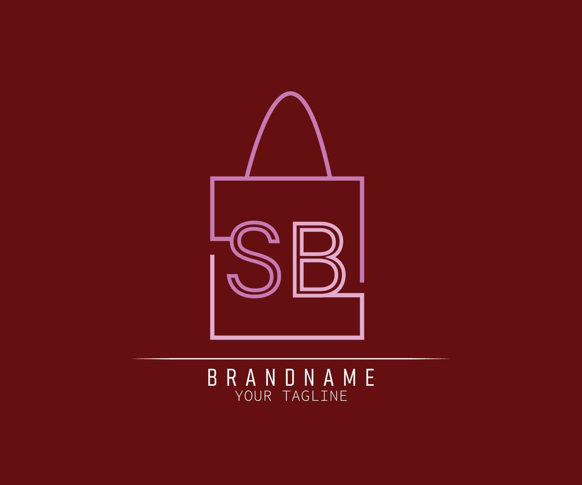 logotipo inicial de la bolsa de papel con la letra sb vector