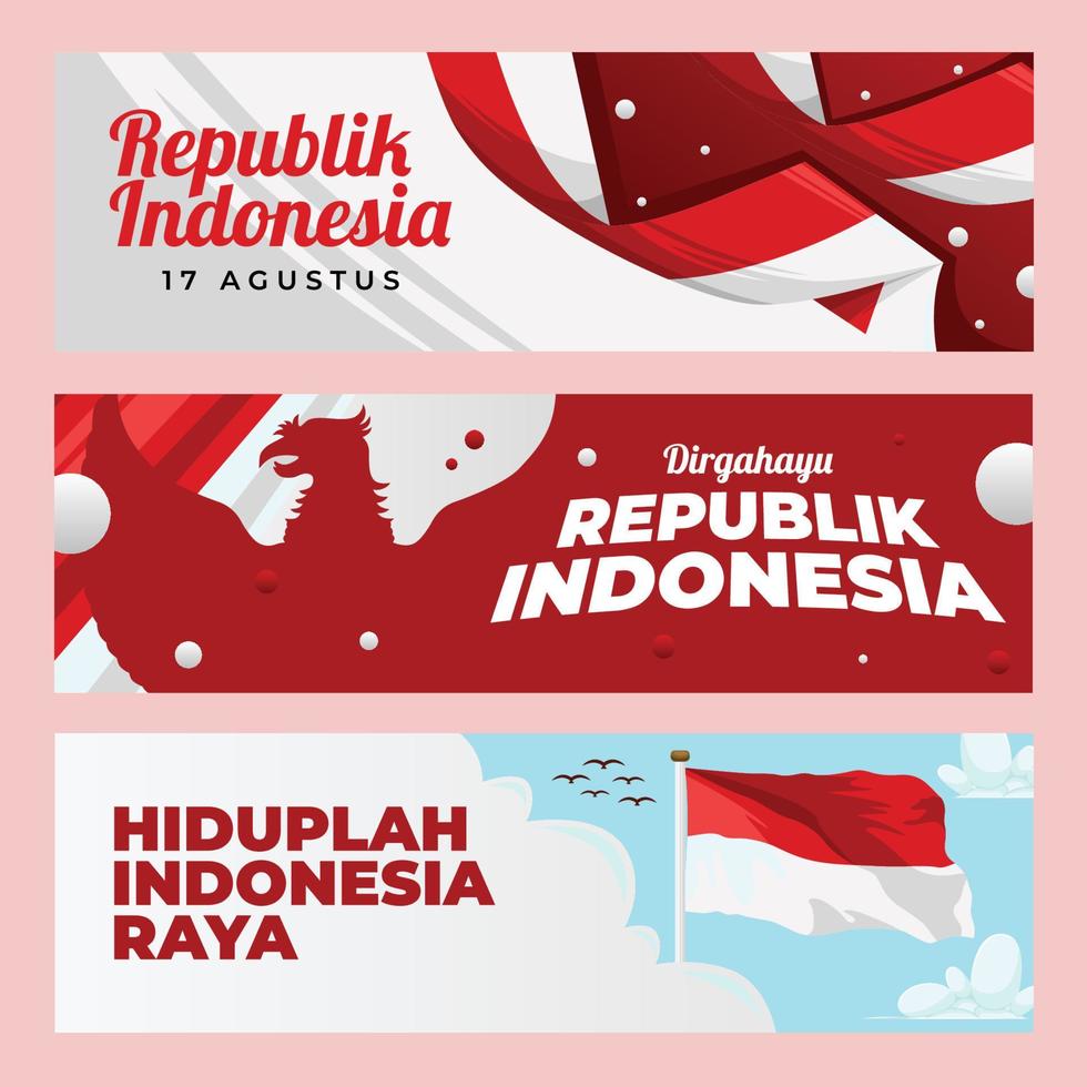 Festivity Indonesia Independence Day Banner Collection vector