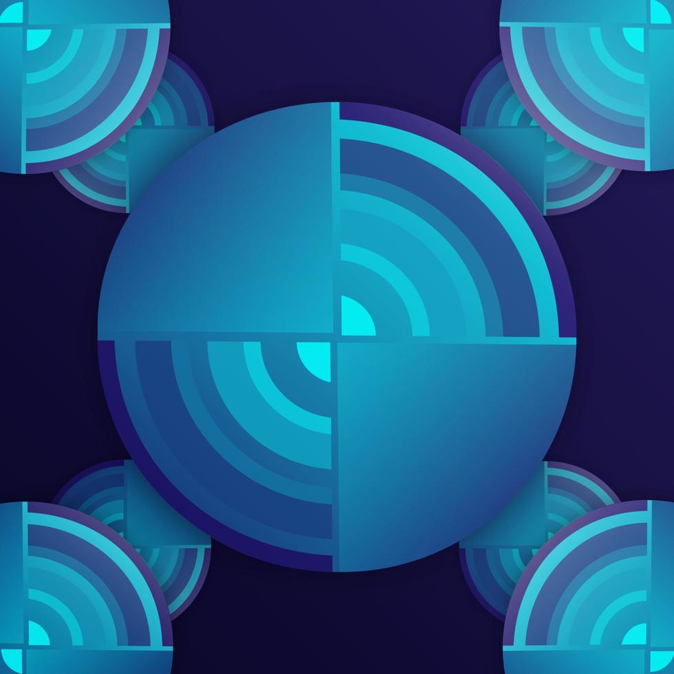 blue  rounded abstract geometric design vector