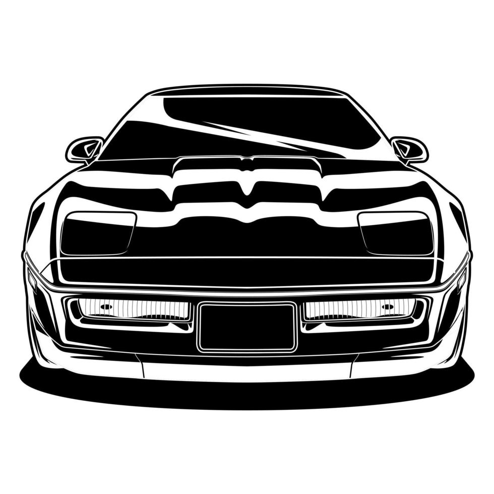 ilustración de vector de coche blanco y negro para diseño conceptual