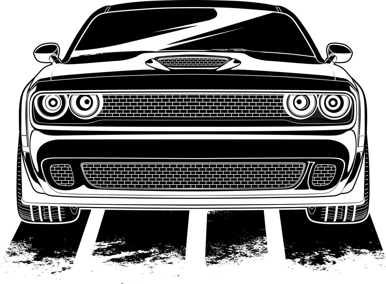 ilustración de vector de coche blanco y negro para diseño conceptual