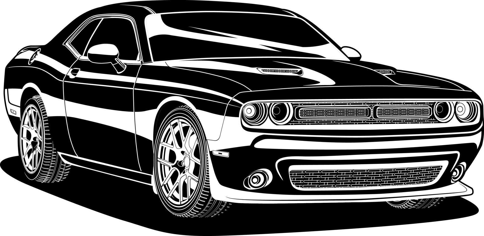 ilustración de vector de coche blanco y negro para diseño conceptual