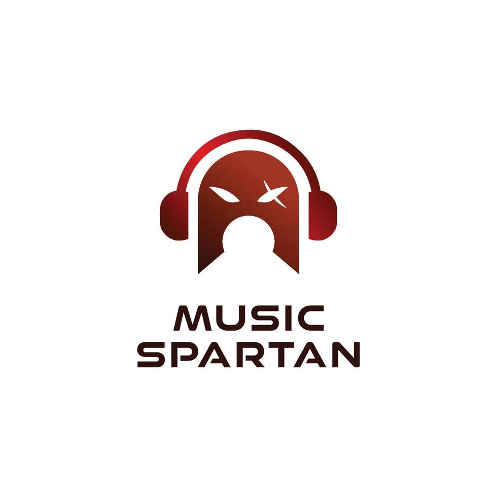Spartan Music Logo, Ancient Spartan Helmet With Music Headphones Stock Illustration. vector