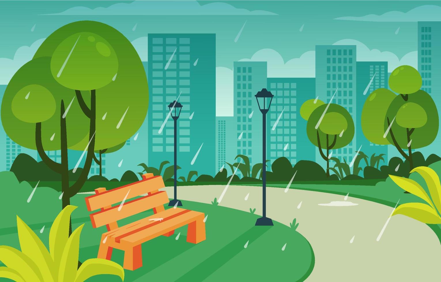 Raining Weather in Park vector