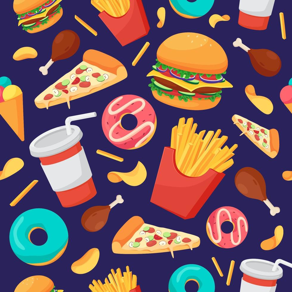 Junk Food Seamless Background 8249804 Vector Art at Vecteezy