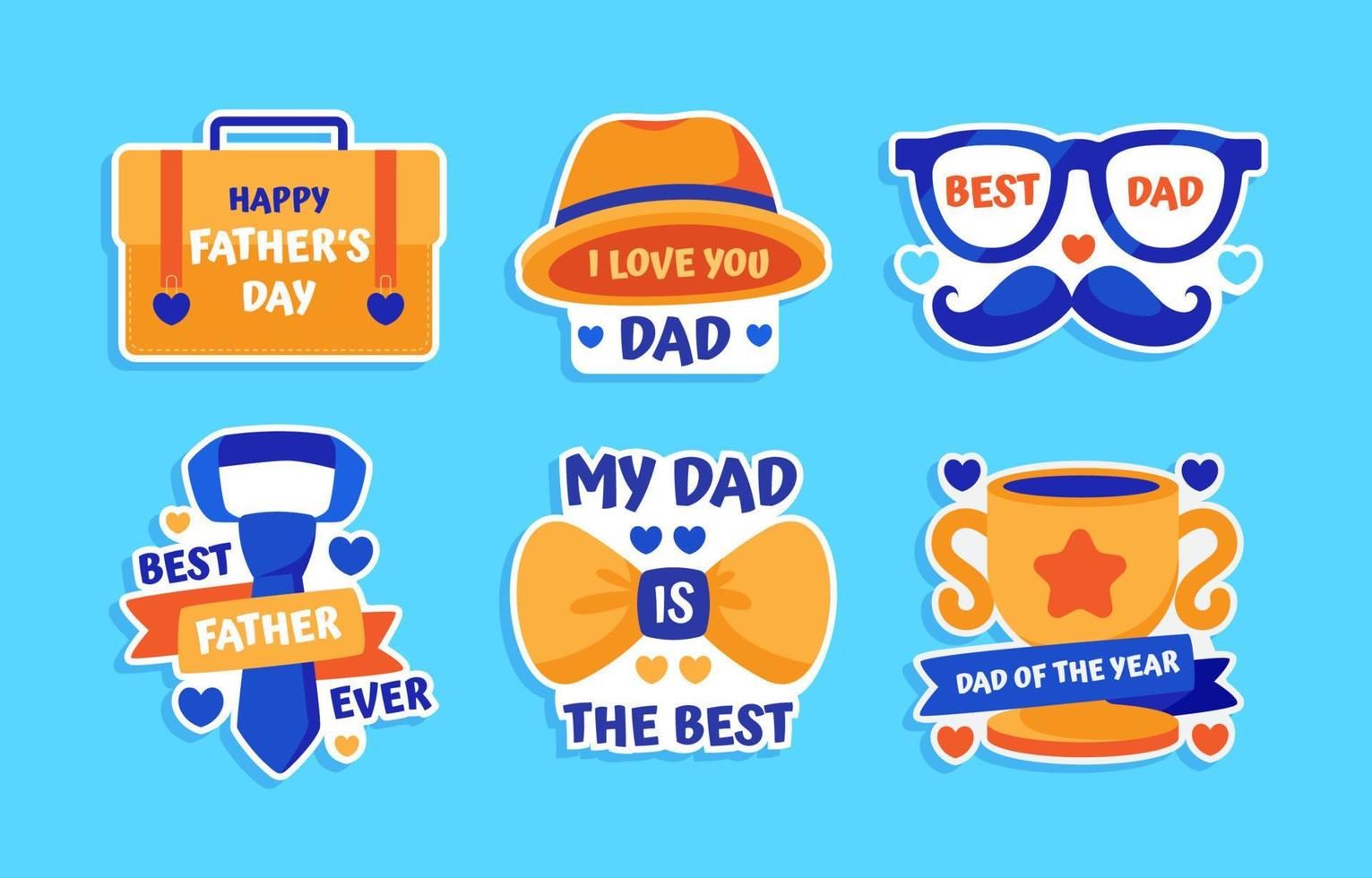 Father's Day Sticker Set vector