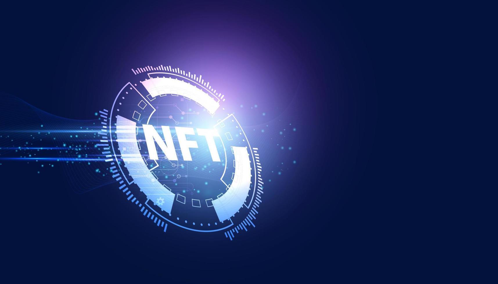 Abstract NTF Digital Image Concept circle Digital Irreplaceable Token The only original art in the system. On a modern background blue and purple Futuristic Digital vector