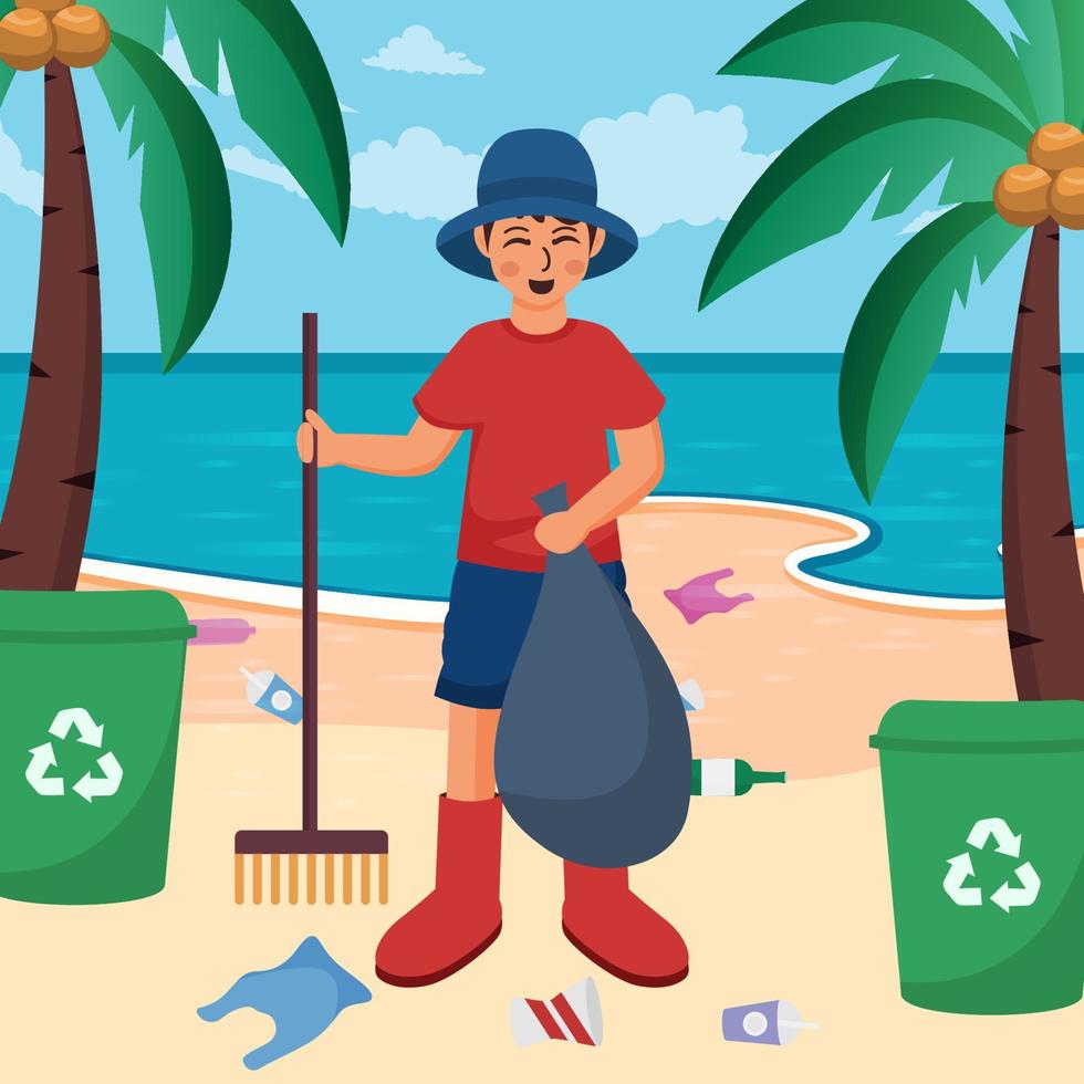 Beach Cleaning Concept vector