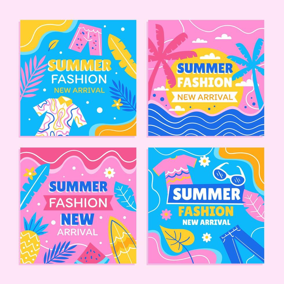 Summer Fashion New Arrival Social Media Post Templates vector