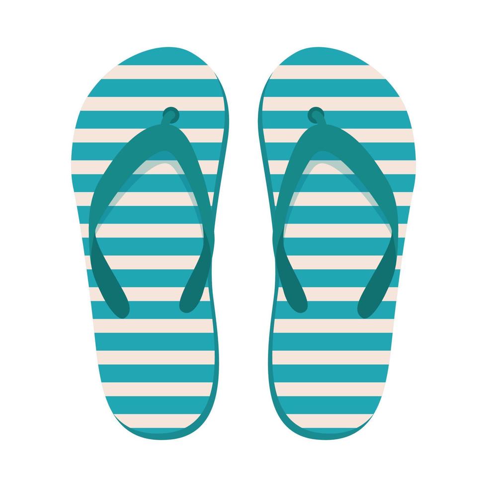 Pair of beach slippers. Summer flip flops. Flat vector illustration.