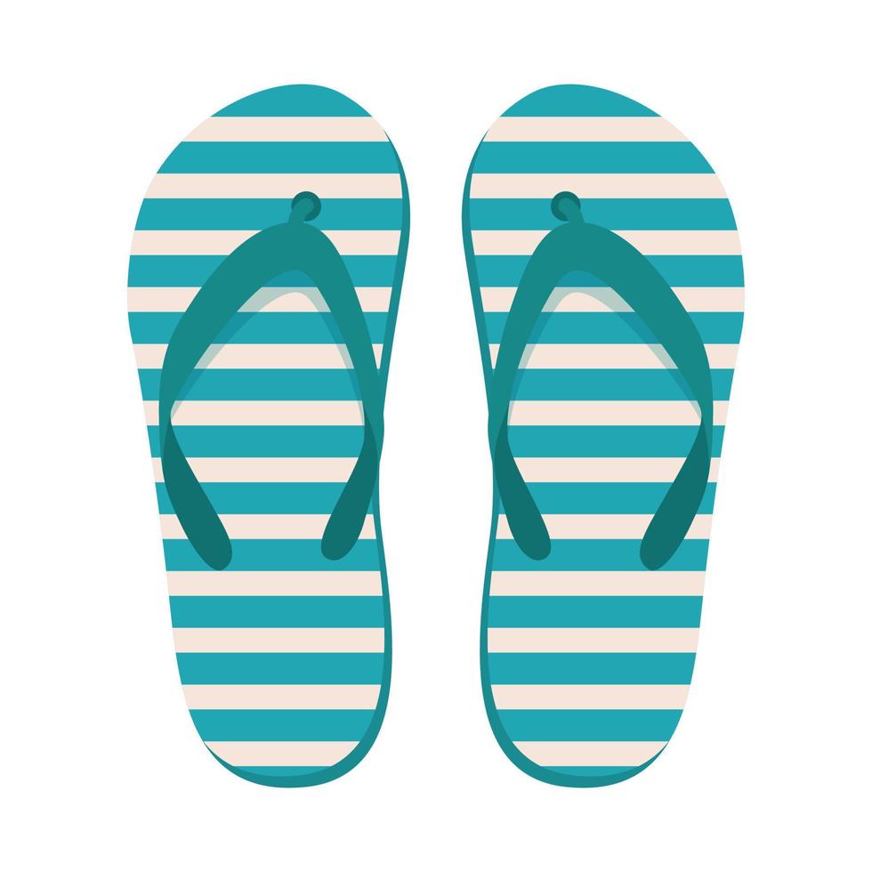 Pair of beach slippers. Summer flip flops. Flat vector illustration ...