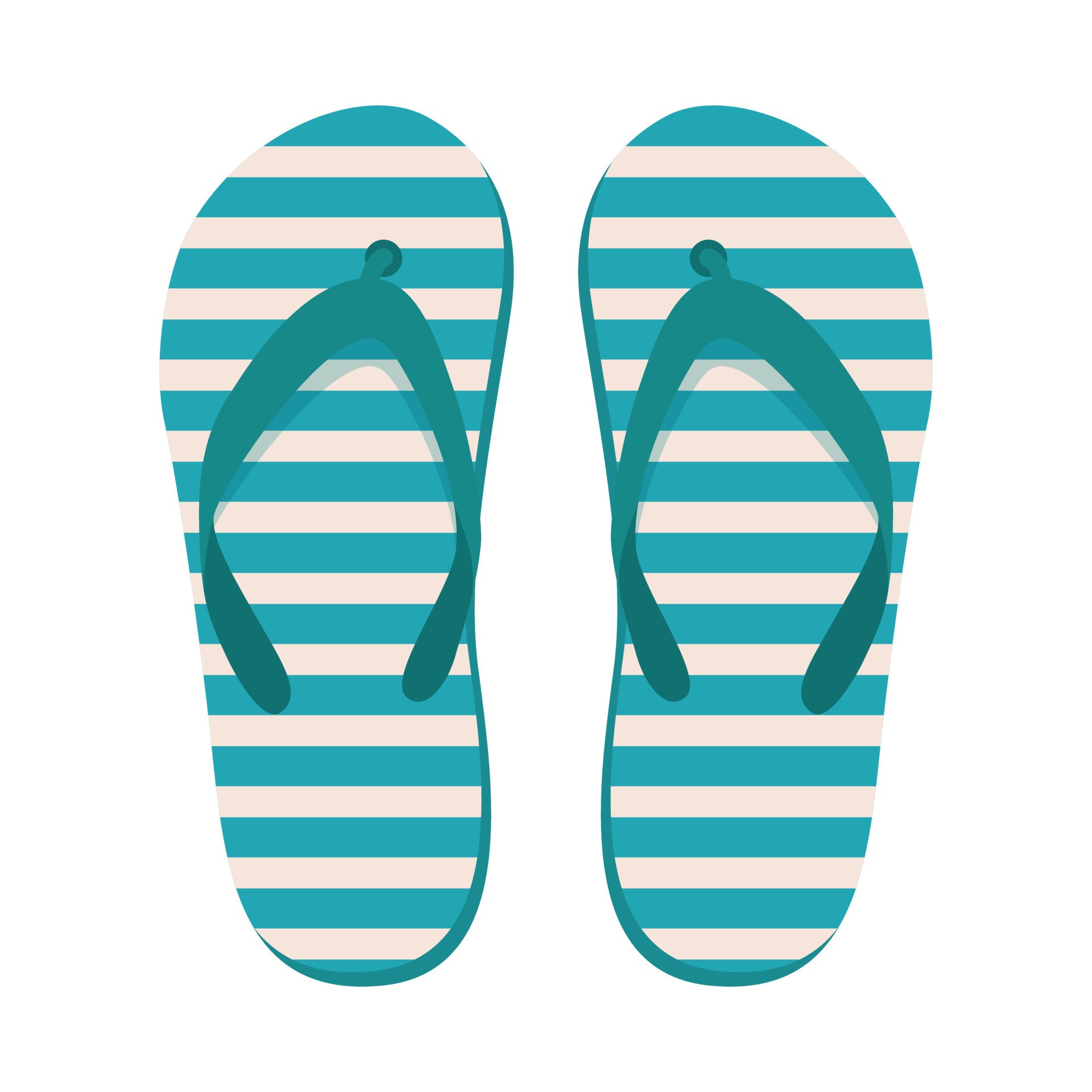 Pair of beach slippers. Summer flip flops. Flat vector illustration ...