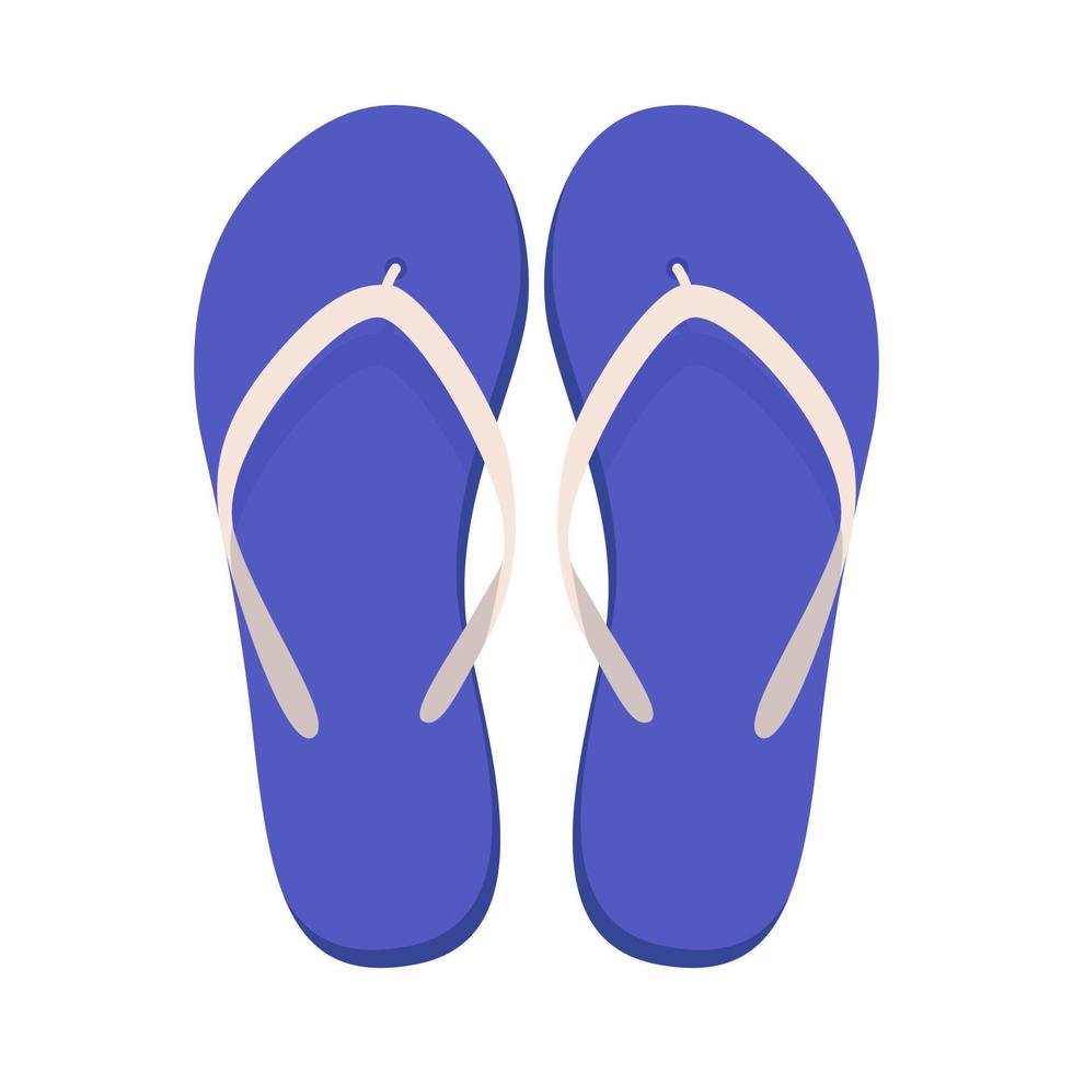 Pair of beach slippers. Summer flip flops. Flat vector illustration