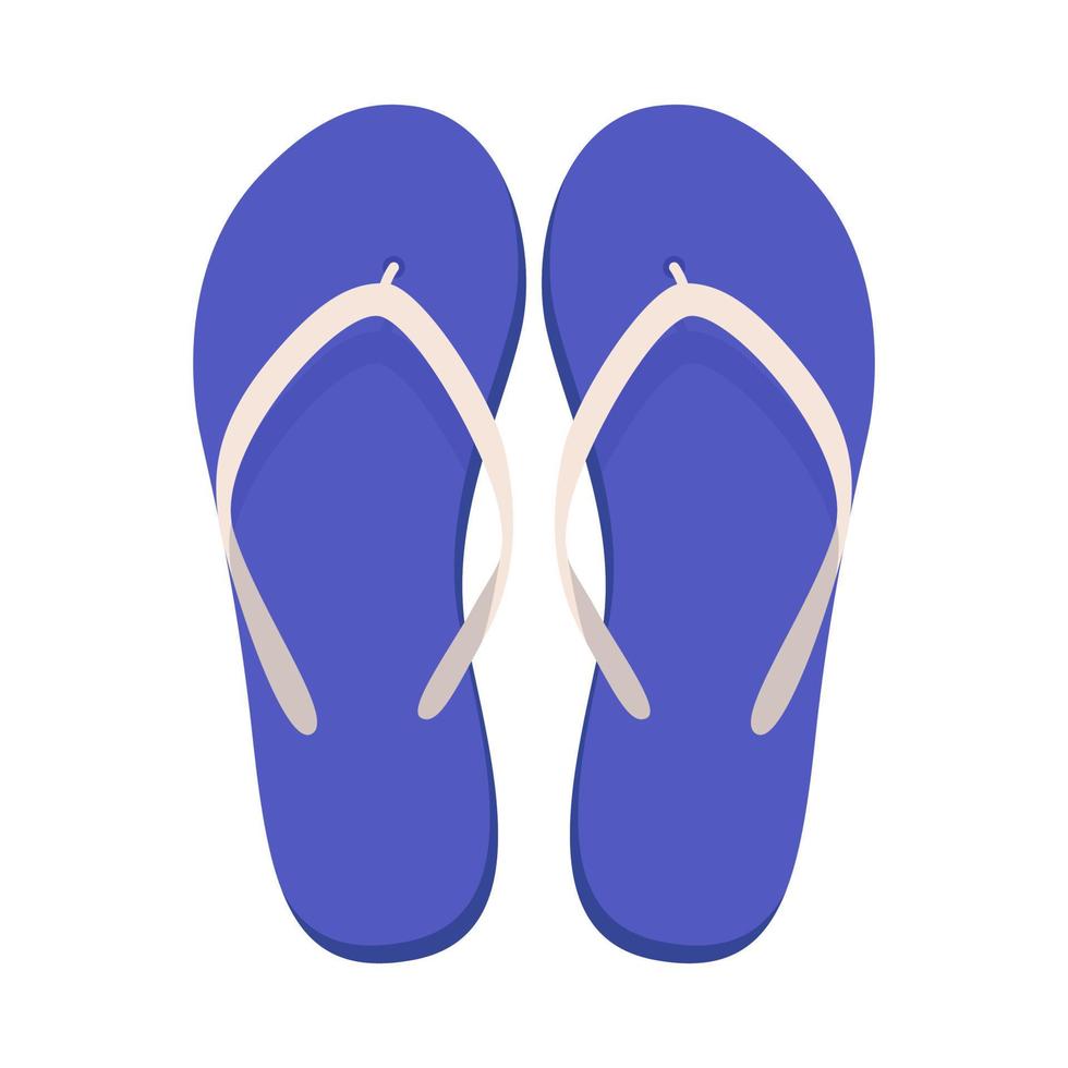 Pair of beach slippers. Summer flip flops. Flat vector illustration