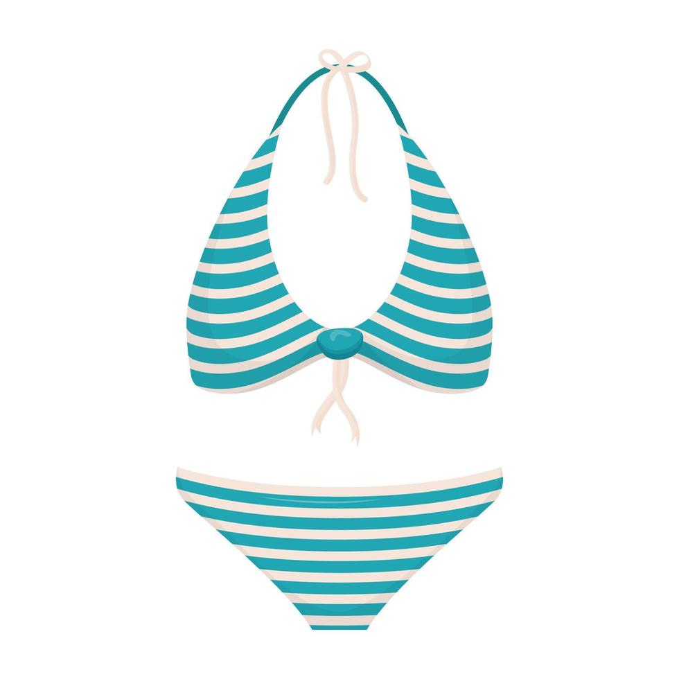 Cute women's swimwear. Fashionable bikini tops and bottoms. Women's swimsuits for summer vacation vector